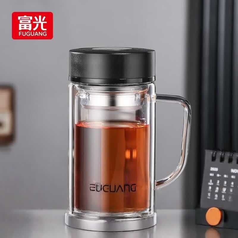 Fuguang Double-Layer Borosilicate Glass Mug with Handle