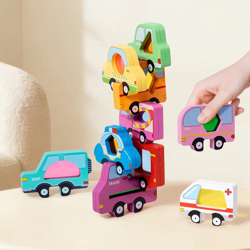 Translucent Wooden Animal Stacking Toys Children Balance Blocks Matching Game Early Montessori Sensory Thinking Educational Toys