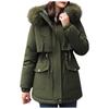 Women Fashion Long Sleeve Solid Color Warm Hooded Cotton Zipper Casual Jacket Coat