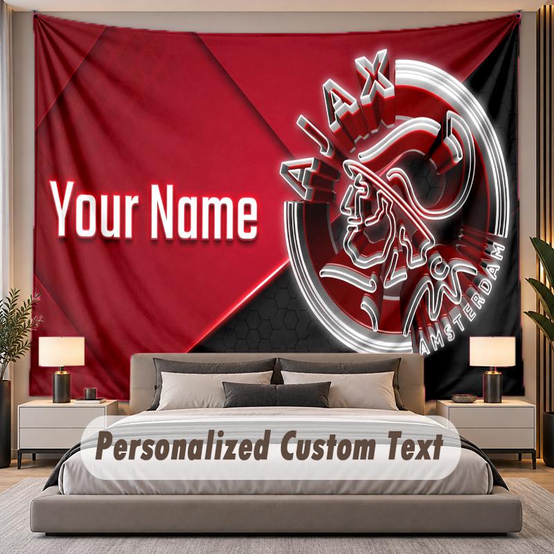 Custom Name Text Tapestry Ajax Amsterdam Personalized Polyester Wall Tapestry For Bedroom And Room