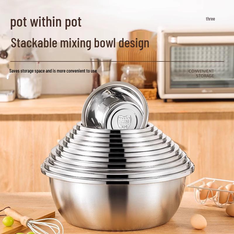 Extra Thick 304 Stainless Steel Household Deep Soup and Mixing Basin