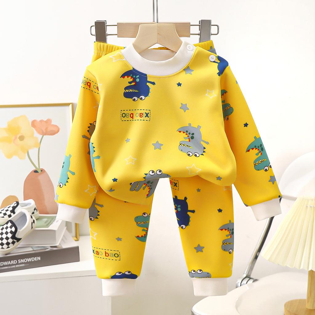 Children's Autumn Clothing Set Baby Pajamas Baby Clothes Boys and Girls Autumn and Winter Cashmere and Thick Home Wear