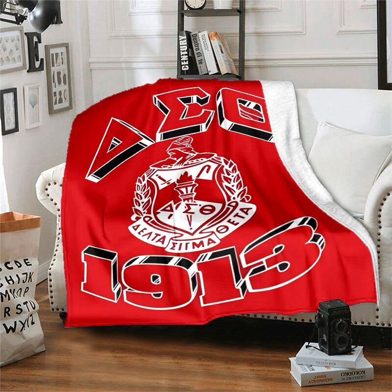 1pc Blanket Delta Sigma Theta logo Print Design, Lightweight Blanket for Sofa, Bed- Soft &Warm, Gift for All Seasons like Christmas, Halloween
