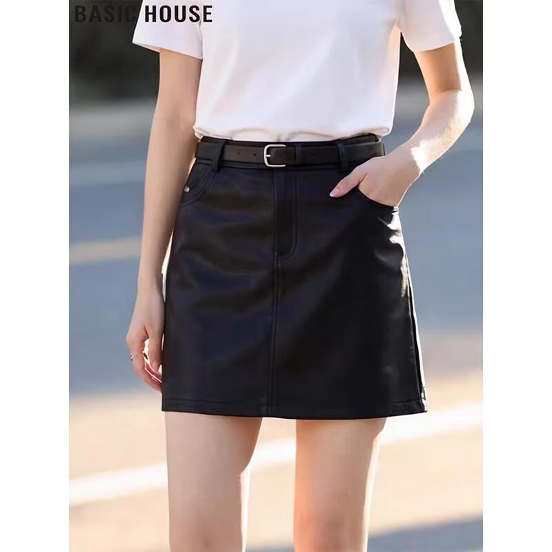 Basic House Women s Black High-Waist A-Line Mini Skirt M