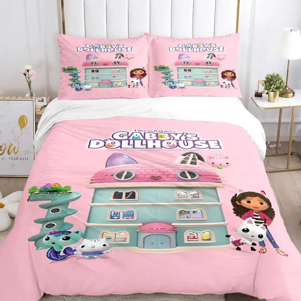 Gabby's dollhouse Kawaii 3D NEW Duvet Cover Pillowcase Bedding Set Adult Girl Bedroom Decoration Children Single Double Large