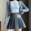 Women's Summer High Waist Pleated Mini Skirt - Striped A-Line College Style