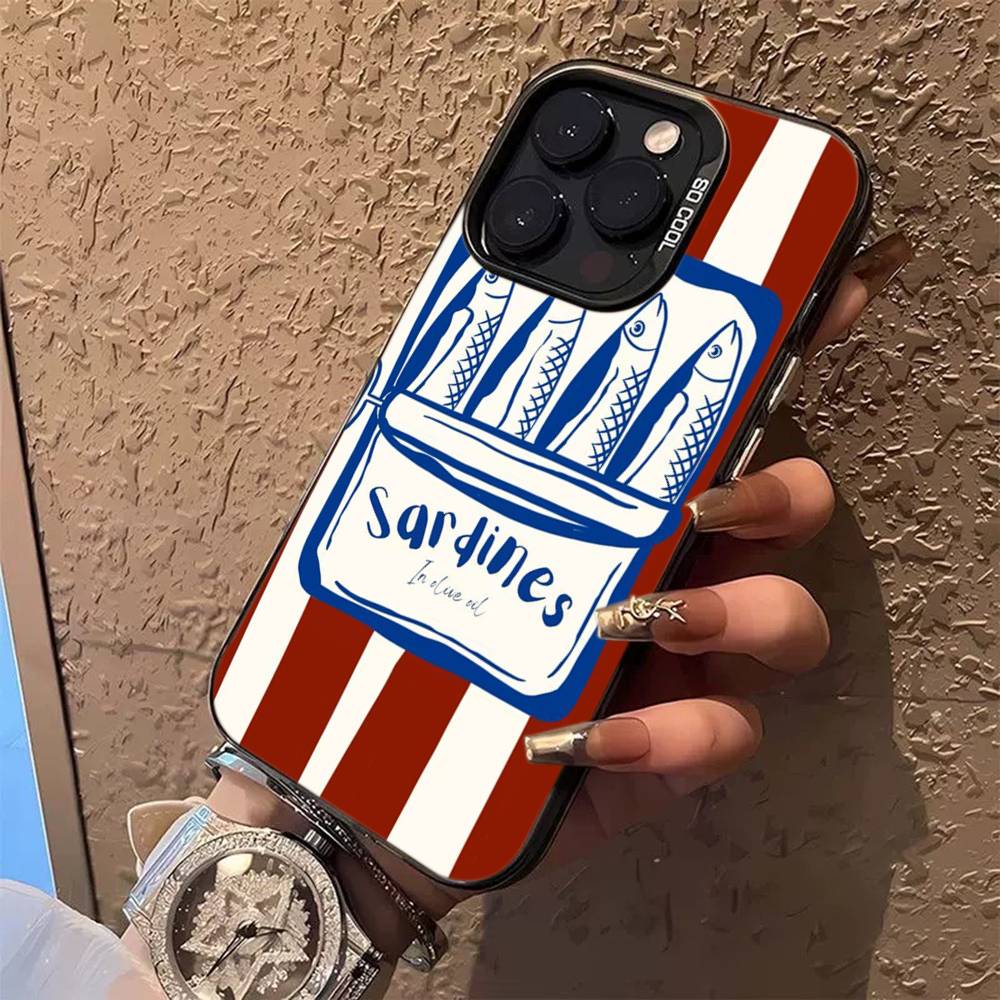 

Sardines Retro Art Seafood Phone Cases For IPhone 17 16 15 14 13 12 11 Plus Pro Max Colorful Case iPhone 16pro max