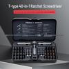 40-in-1 Multifunctional Ratchet Wrench and Screwdriver Set with Magnetic Repair Tools
