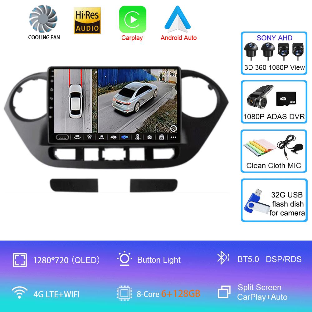 Car Radio Android 14 for Hyundai Grand I10 2013-2018 Multimedia Player 2Din GPS Navigation Carplay Stereo DVD Head Unit Speakers