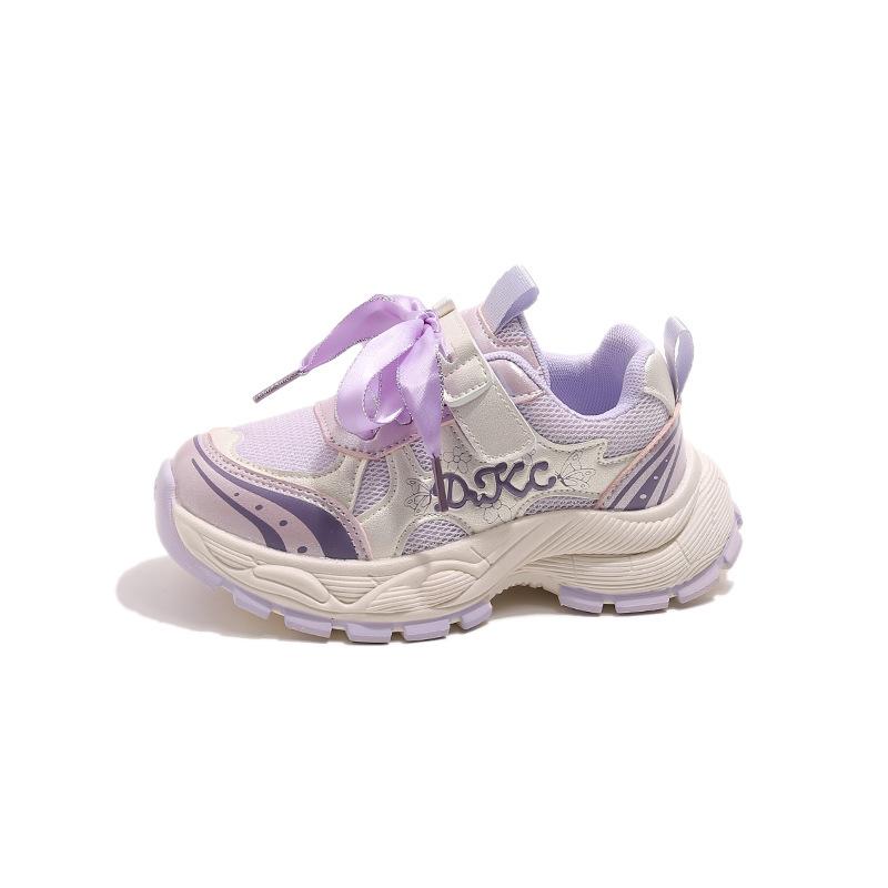 2025 Spring and Autumn New Girls Mesh Breathable Sports Shoes Children's Fashion Lightweight Casual Shoes Soft-soled Non-slip Running Shoes