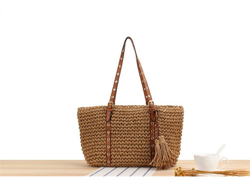 Phoenix Eye Single Shoulder Woven Crochet Tassel Beach Bag for Women
