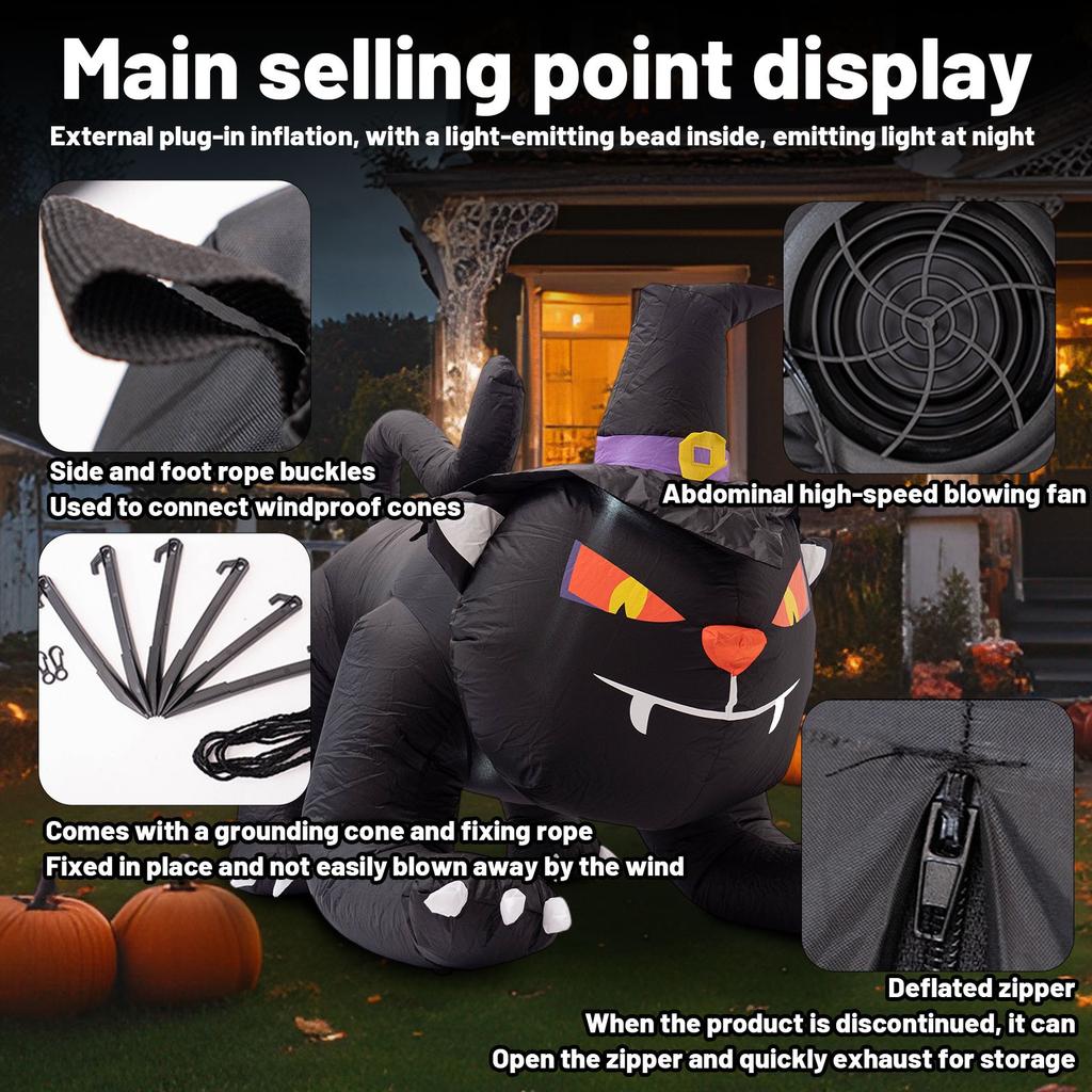 Halloween Large Inflatable Belt = Witch Hat Luminous Plug Electric Model Outdoor Garden Decoration Pendant
