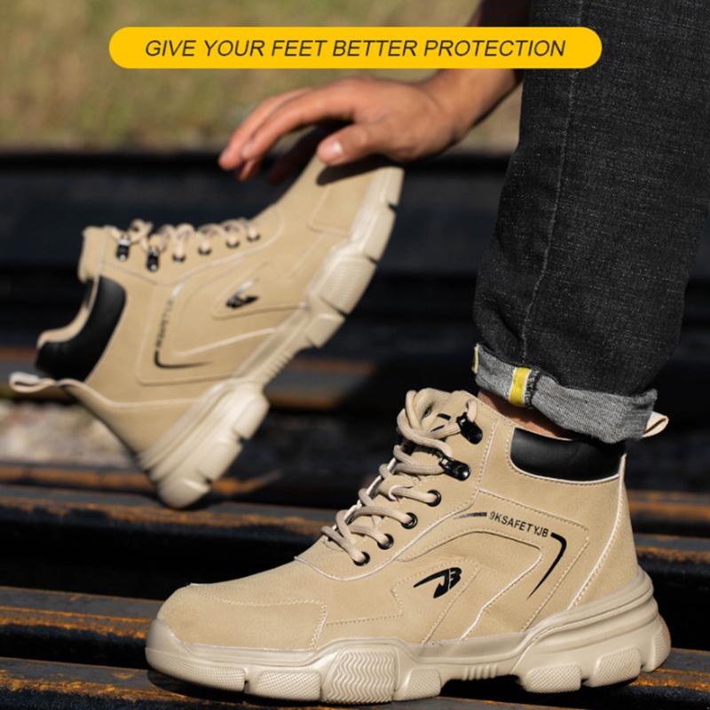Waterproof Construction Work Safety Shoes Steel Toe Anti-Smash Wear-Resisting Protective Boots All-Season Casual Footwear