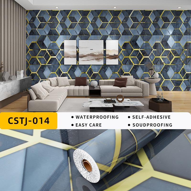 Self-Adhesive Waterproof Imitation Marble Tile Wall Sticker for Bathroom, Living Room, Kitchen, and TV Background.
