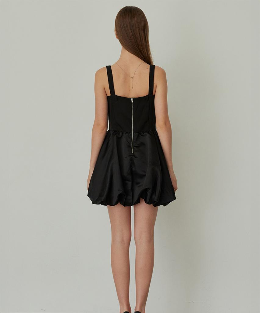 Hypernet Balloon Mini Dress Black