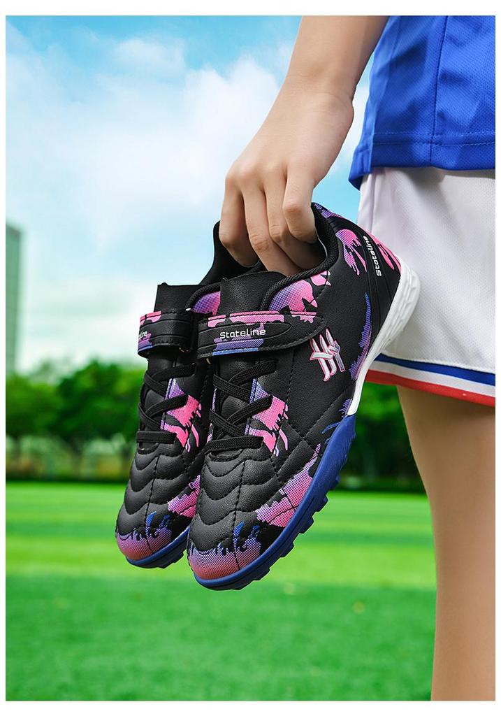 Children's Velcro Studded Football Shoes for Teens - Boys & Girls Grass Training Sports Sneakers