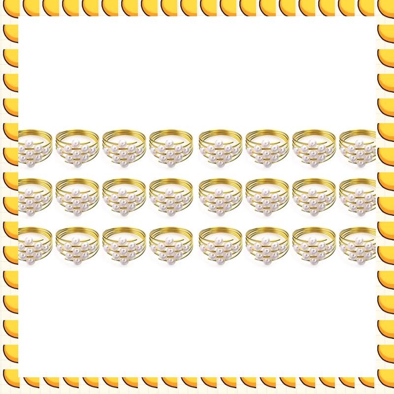 

BAAU Set Of 24 Gold Pearls Napkin Rings Weddings Favors Serviette Napkin Rings For Dinner Table Pearl Napkin Buckles Rings золотой