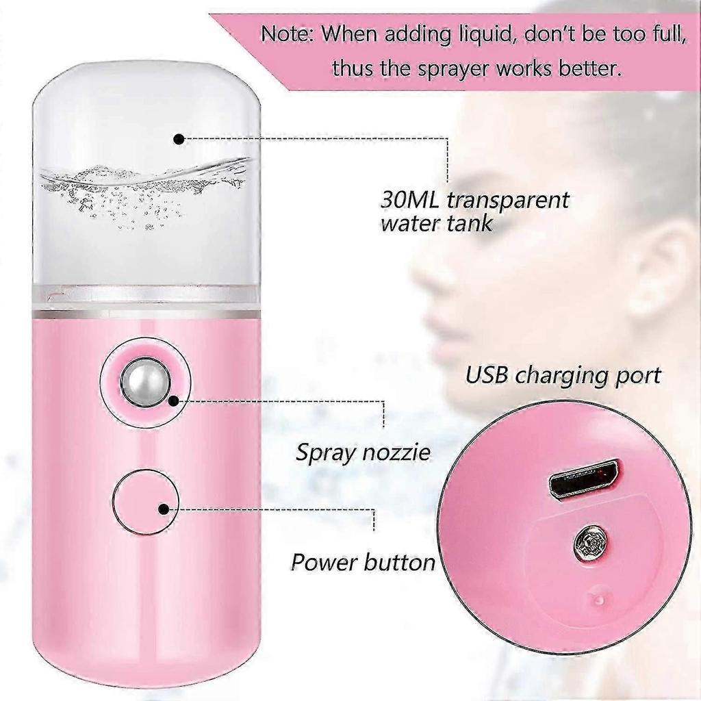 4 Pieces Nano Sprayer Nano F Portable Mini F Mist Handy Sprayer Atomizing Eyelash Extension Cool For Usb Rechargeable (white, Light Pink, Blue,,1640