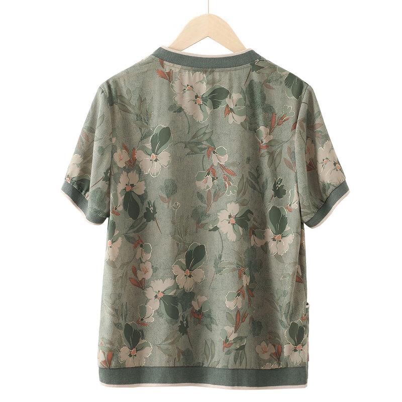 Elderly Women's Loose Fit Short Sleeve Summer Shirt