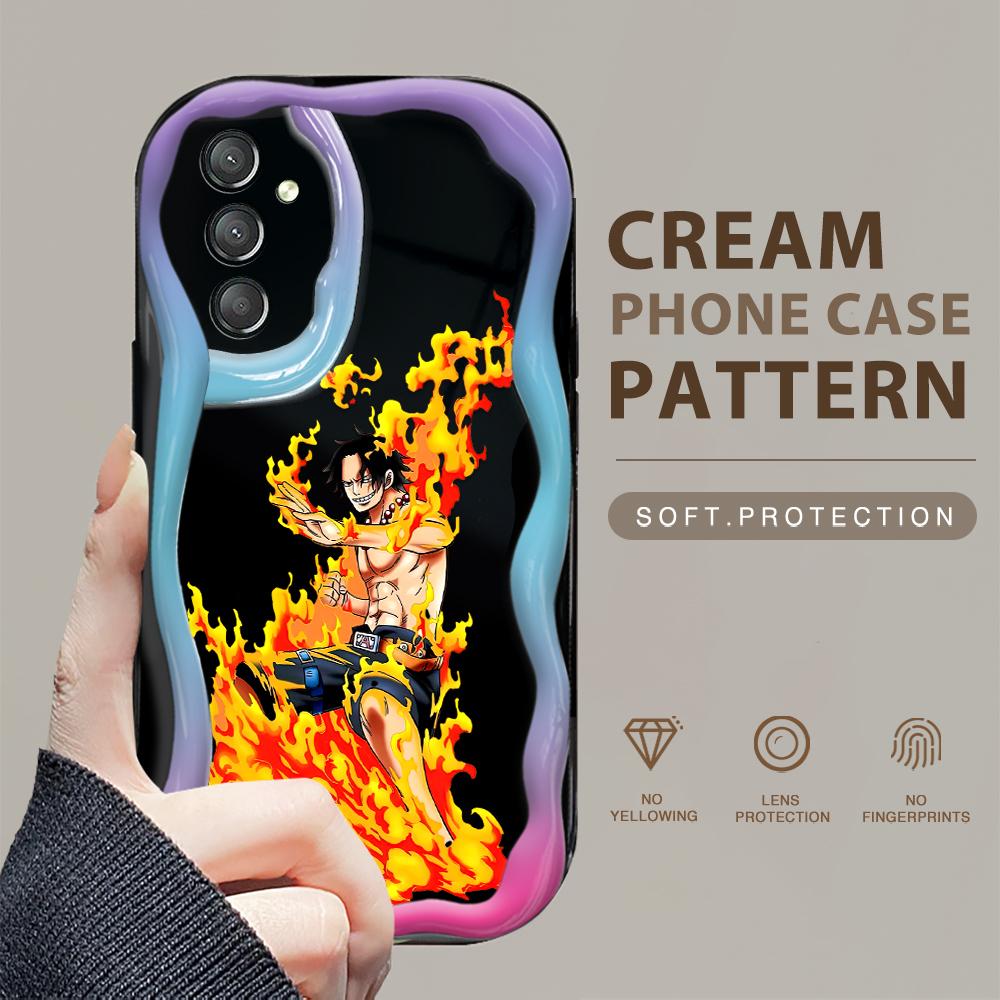 

Милый мультяшный узор, кремовая текстура, мягкий силиконовый чехол с волнистыми краями, чехол для телефона Samsung Samsung F12 чёрный