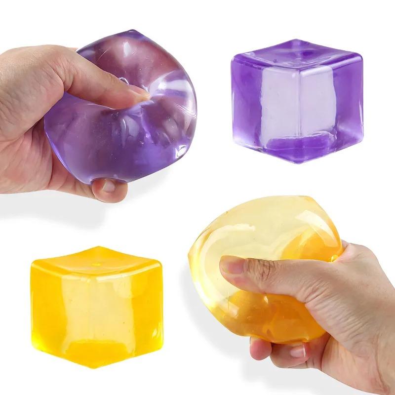1PCS Fidget Sensory Toy Gadget Gel Cube Square Decompression Vent Toy Squeeze Stress Ball Toys Stress Sensory Toy