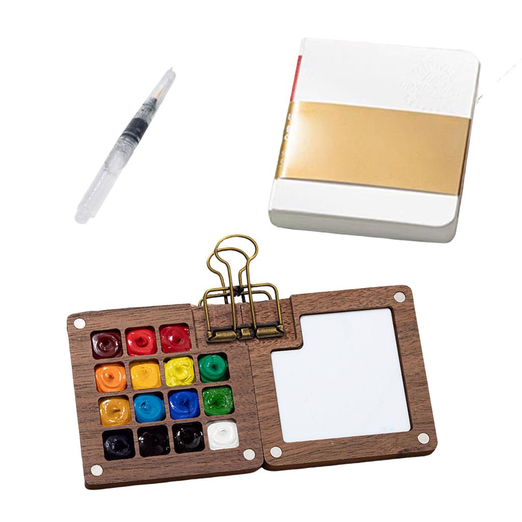 Watercolor Palette Set Mini Pocket Artist Watercolor Paint Palette Travel Sets with Brush and Sketchbook for Painters Artists