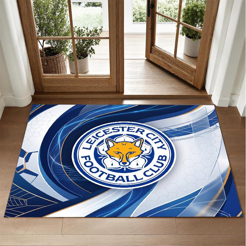 Leicester City Football Design Crystal Velvet Rug Soft Decorative Mat for Bedroom Entrance