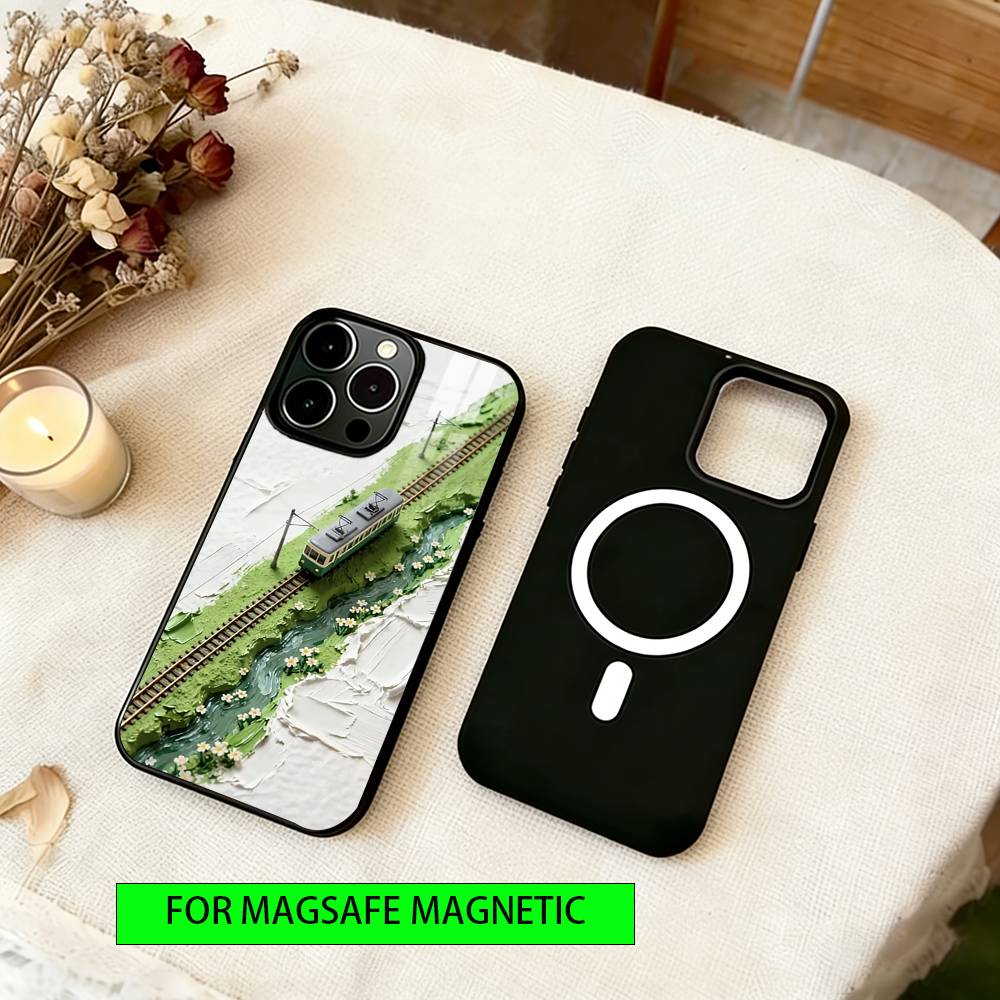 Monochrome Oil Painting Phone Case For iPhone17,16,15,14,13,12,11 Plus,Pro Magnetic with Magsafe Wireless Charging