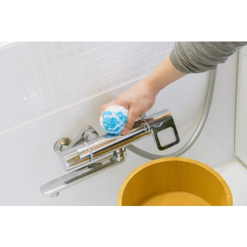 Yamazaki Sangyo Bathbon-kun Refreshing Pompom Sponge with Case, Antibacterial, Blue, 178810