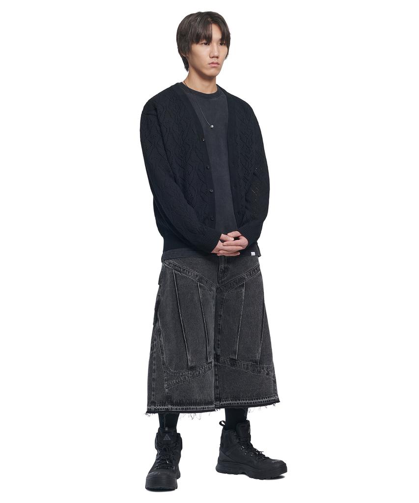 Nomanual T.B Punching Knit Cardigan - Black