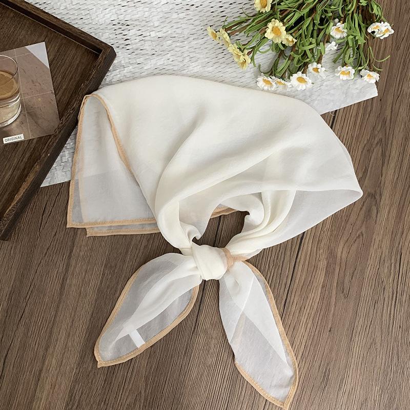 Silk scarf square scarf high-end summer solid color soft fashion scarf with shirt thin scarf scarf shawl