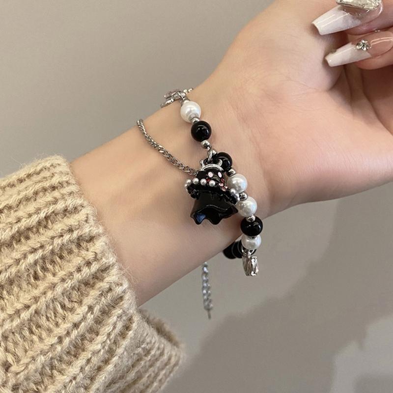 Exquisite Black White Beaded Little Specter Bracelets for Women Sweet Bracelets