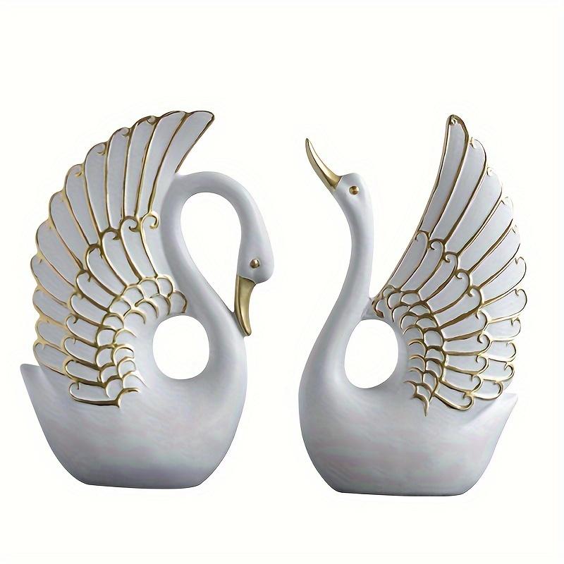 Resin Minimalist Swan Art Statue Ornaments, ins Style Light Luxury Two-Piece Home Decoration, Living Room TV Cabinet Sculpture