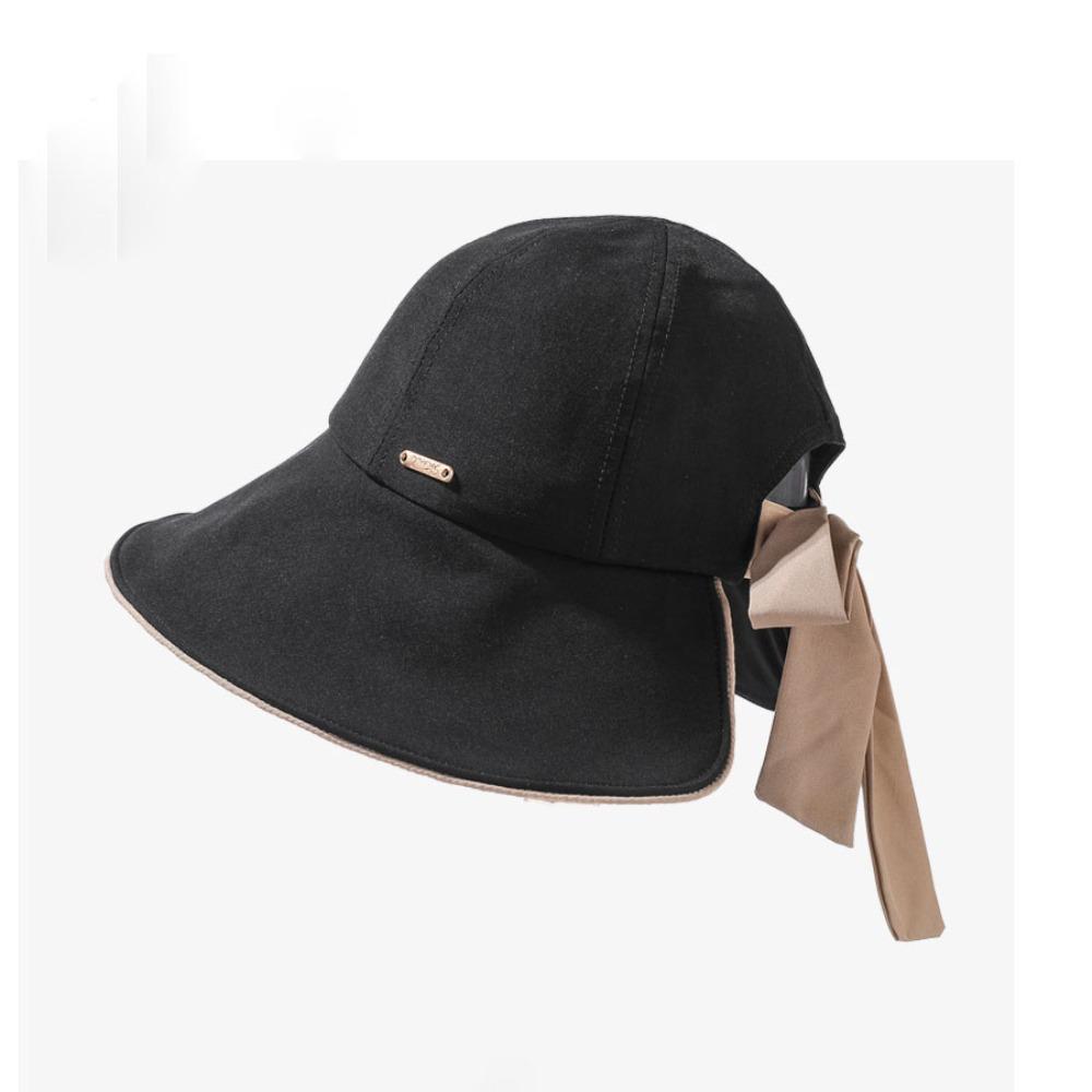 Wide Brim Sun Hat UV Protection Summer Beach Hat Fashion Women Bucket Hat чёрный