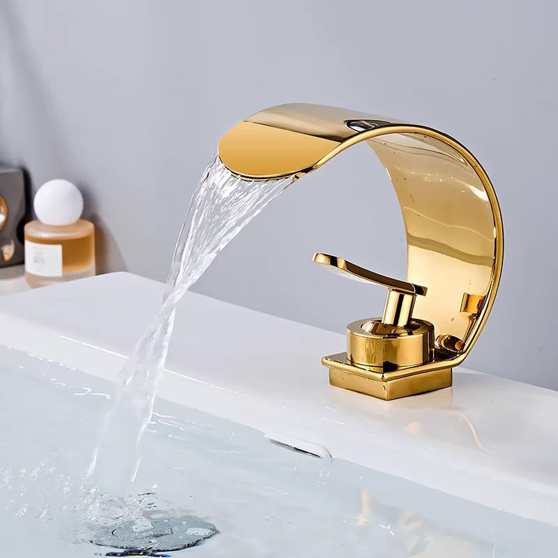 Luxury Brass Hot & Cold Waterfall Faucet for Bathroom Washbasins