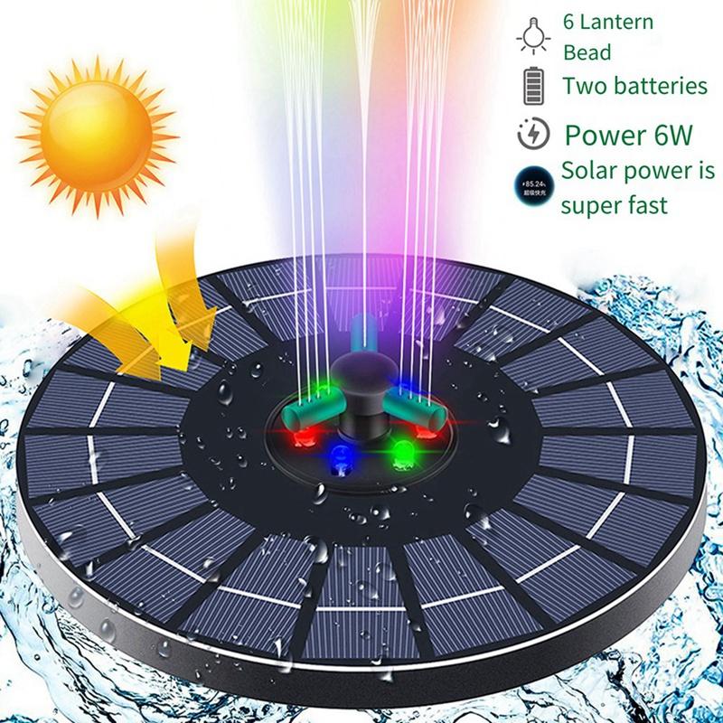 T02C!-6W Solar Fountain Pump For Water Feature With Cord,Solar Bird Bath Fountain ,Solar Powered Water Fountain For Bird Bath чёрный