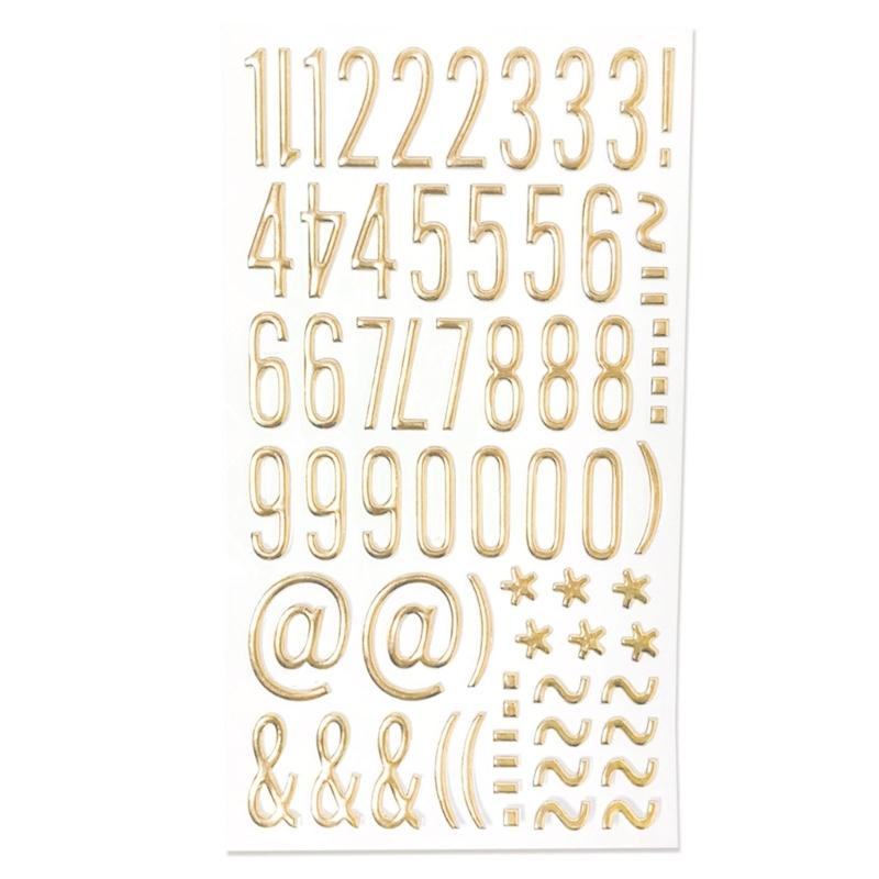 3D Metallic Color Letter Number Sticker PVC Letter Sticker Scrapbooking Sticker for Card Making Photo Album Wrapping