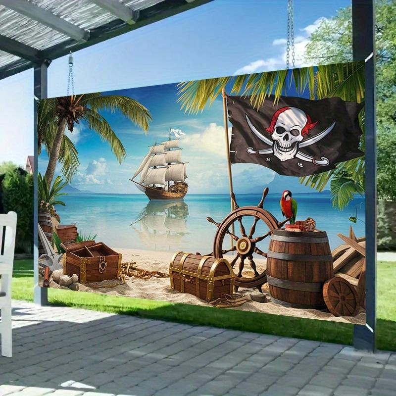1 Piece, 2D Flat, Pirate Tropical-themed Banner, for Background Decoration and Photography Props, Polyester Material, Wsj