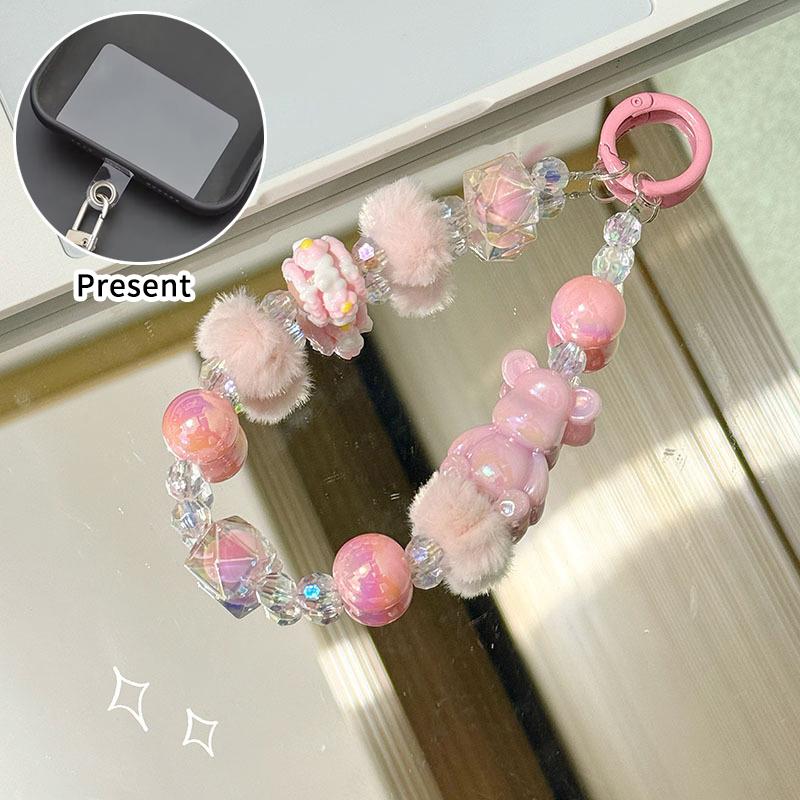 

Милый медведь плюшевый шарик бусина телефон цепочка кулон для iPhone для Samsung Huawei Xiaomi ремешок для смартфона веревка ключ сумка украшение