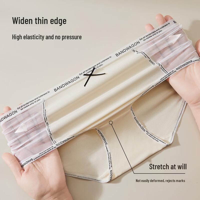 Mao Ren Women's Breathable Mid-Waist Briefs - 3 Pack with Silk Crotch