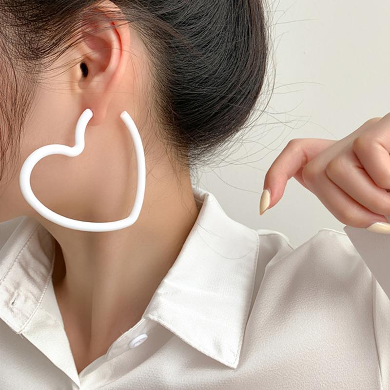Fashion Geometric Personality Neon Acrylic Big Star Hoop Earring For Women Hollow Heart Earring Jewelry