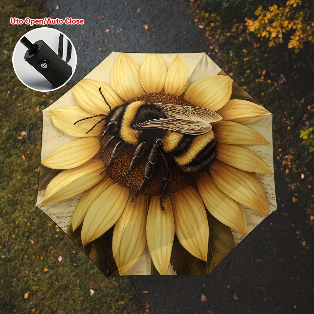 

1pc Automatic Folding Umbrella with - & Sun Shield, Auto-Open/Close, 8-Rib Reinforced Frame, Compact Portable for - Late-After (as the picture,Iron&8K)
