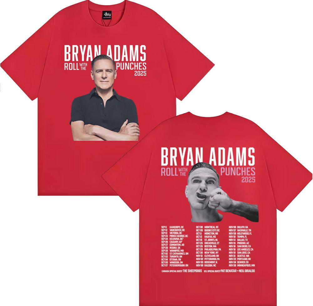 Bryan Adams Roll with The Punches Tour 2025 Album T Shirts Unisexs Clothing Fashion Hip Hop Oversized Cotton Tshirts Streetwear