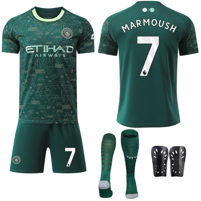 2025-26 Manchester City Tři Venkovní Zelená 47 Fudendoku Fotbalový Dres Trávový Dres Ne. 9 Harland Set