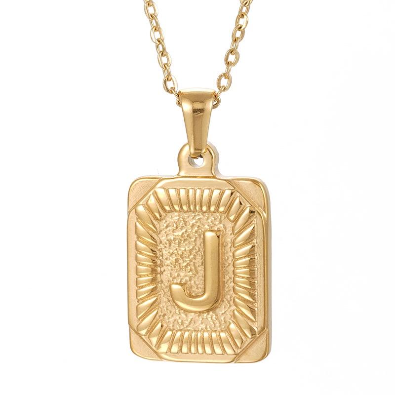 Stylish 18k Gold Stainless Steel Letter Pendant Necklace For Men O-type Cross Chain Non-fading