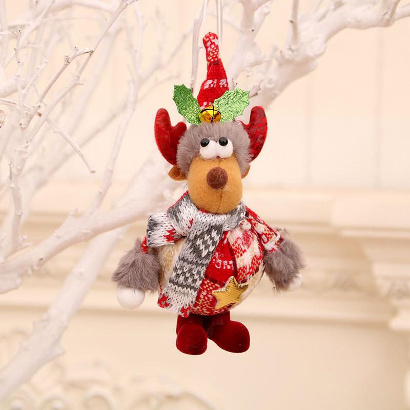 Foam Fabric Christmas Santa Claus Figurine With Elk Snowman Doll Pendant For Holiday Decor