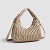 Women's Black 3D Pleated Crescent Crossbody Bag