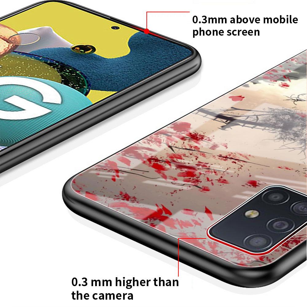 Landschaft Tusche Samurai Kunst Glas Hülle Für Samsung Galaxy A52 A71 A50 A51 A70 A21s A31 A72 A10 A12 A30 A22 5G Handyhülle