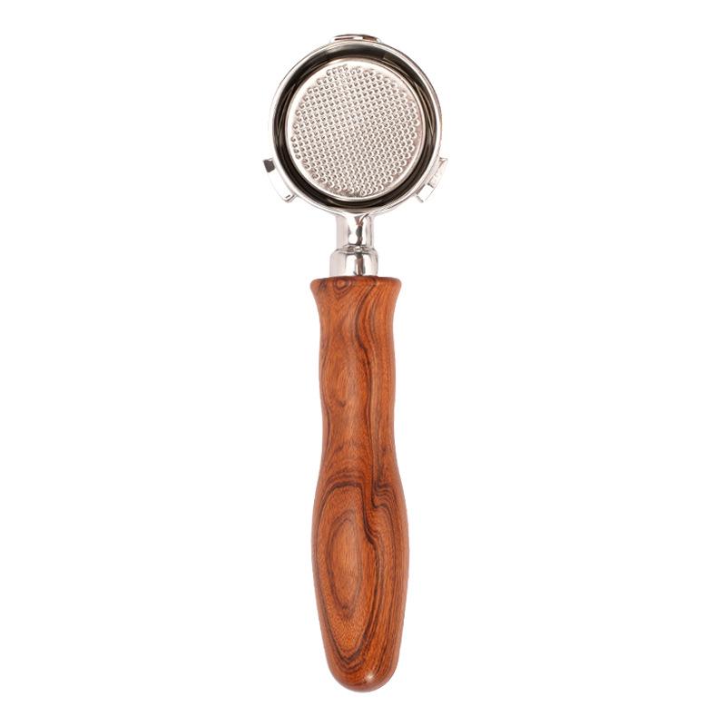 51mm Solid Wood Handle for Three-Ear DeLonghi Coffee Machine, 304 Stainless Steel Bottomless Extraction Accessory.