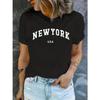 NEW YORK USA Letter Graphic Versatile T-shirts, Fashion Loose Casual Sports Summer Crew Neck Short Sleeved Top, Women's Tops